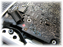 Liquid damages in an Apple MacBook